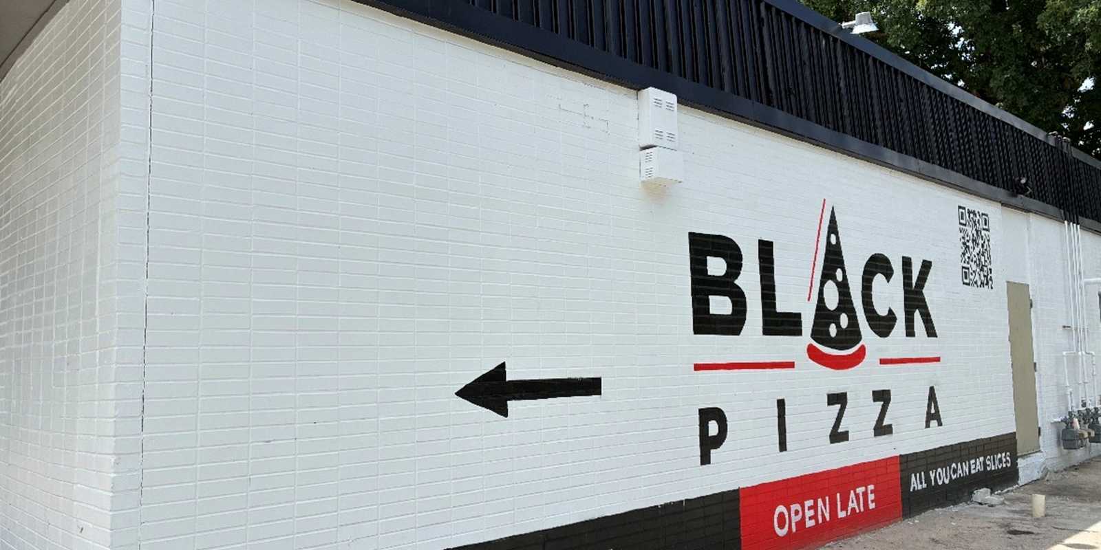 Black Pizza restaurant exterior in Bankhead Atlanta.
