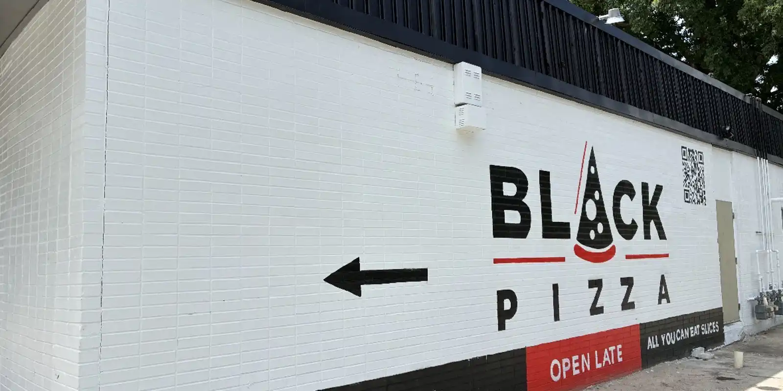 Black Pizza restaurant exterior in Bankhead Atlanta.